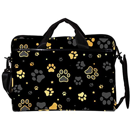 Sacoche bandoulière ordinateur portable 14 15.4 pouces pattes chien doré