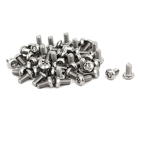 Sourcingmap M4 x 8mm 304 Stainless Steel Torx Security Pan Head Machine Screws 50PCS, Silver