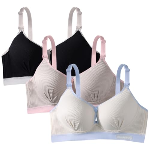 Soutien-gorge d'allaitement en coton sans armature lot de 3 pièces pour maternité