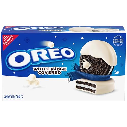 Image of Oreo, White Fudge Covered Chocolate Sandwich Cookies, Holiday Cookies, 8.5 Ounce