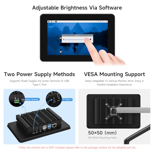 Image of waveshare 7inch 720 x 1280 Industrial HMI Pi4 All-in-one Touch Display, Built-in Raspberry Pi 5-4GB, Dual 4K HDMI Output, 10-Point Touch, Optical Bonding, Aluminum Alloy Case for Heat Dissipation