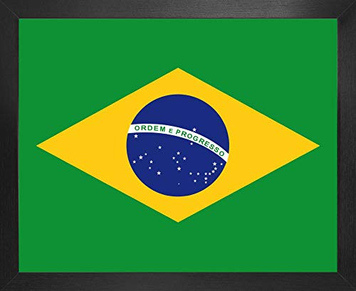 1art1 Brasil Póster Impresión Artística con Marco (Madera DM) - Banderas Del Mundo (50 x 40cm)