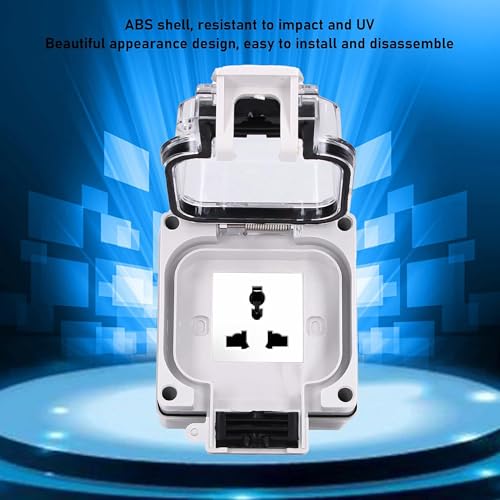 Image of MX IP66 Waterproof Outdoor Electrical Socket Box, 250V 13A Universal 2 Module Weatherproof Wall Socket with Spring Cover & Locking System, Dustproof Power Outlet for Garden, Balcony & Garage