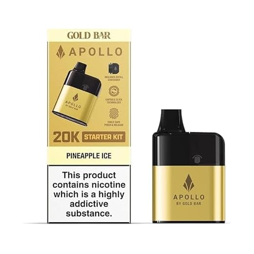 Gold Bar Apollo 20K Prefilled Pod Kit, 1000mAh Rechargeable, 20mg N_Salt, No Nicotine Free, Hyper Mesh Coil, Multiple Flavours Availble. (Spearmintt)