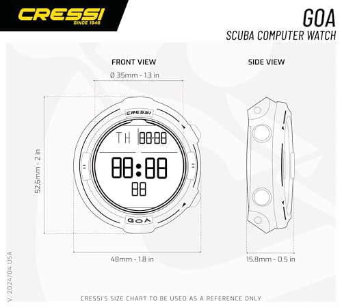Image of Cressi Goa Dive Watch Computer | 4 Programs - Air /Nitrox, Freediving, Gage | Made in Italy