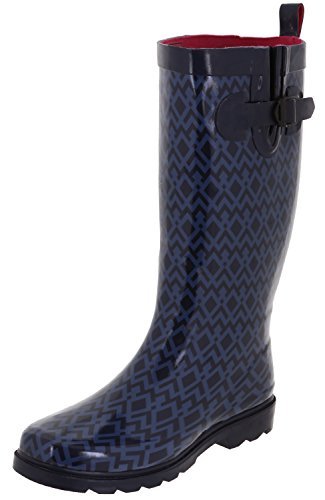 Capelli New York Ladies Shiny Umbrella Day Printed Tall Rainboot Grey Combo 6 - Thumbnail 2