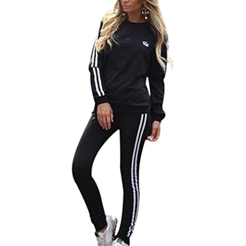 Women Tracksuit Set Long Sleeve Stripe Sweatshirt Hoodies and Pants Sports Suits 4 Piece's Full Tracksuit Cover