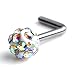 Ruifan 20G 18G Surgical Steel Gem Crystal Bone L-Shaped Screw Nose Bone Studs Ring Pins Piercing Jewelry