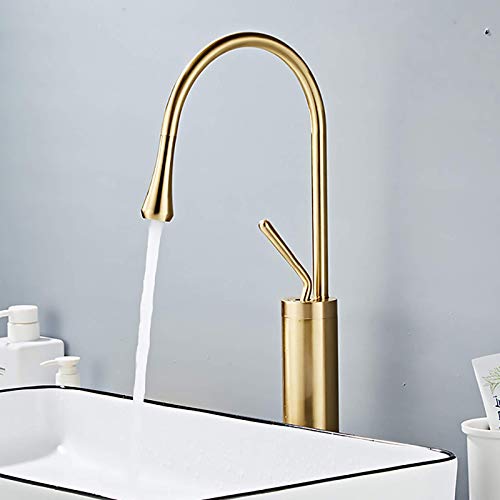 Mitigeur de salle de bain noir en laiton avec bec pivotant et commande unique