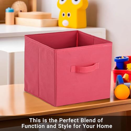 Kuber Industries Square Foldable & Multipurpose Wardrobe Storage Organizer for Home | 11 Inch Portable Cupboard/Closet Organiser Storage Box for Clothes & Toys | Pink Kuber Industries Square Foldable & Multipurpose Wardrobe Storage Organizer for Home | 11 Inch Portable Cupboard/Closet Organiser Storage Box for Clothes & Toys | Pink