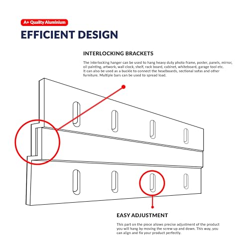 Image of French Cleat Picture Hanger Kit 12 inch 2 Pairs 100 lb Z Hanging Heavy Mirror Frame Wall Mounting Bracket Aluminum Hardware Duty Hooks Clips Canvas Painting Headboard Whiteboard