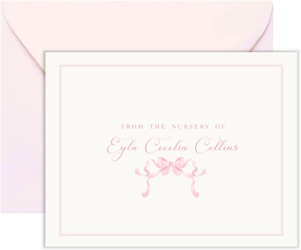 Personalized Bow Baby Shower Thank You Cards, Baby Shower Thank You Cards Girl, Baby Shower Thank You Cards Boy, Personalized Baby Gifts BS-5018