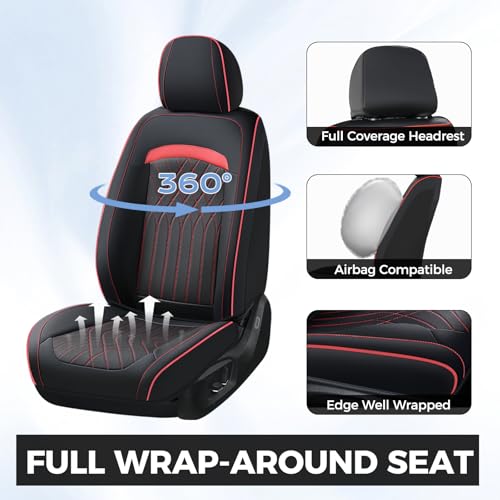 Image of FLORICH Car Seat Covers Full Set, Leather Seat Covers for Cars, Waterproof Car Seat Protector Breathable, Front and Back Seat Covers for Cars, Automotive Seat Covers Universal Fit for Most SUV Truck