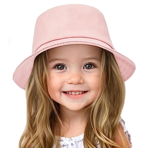 Zando Bucket Hats For Kids Cotton Smile Face Visor Bucket Hat For Girls Boys Cute Lightweight Packable Beach Sun Hat Cap Travel Kids Sun Hats Toddler Sun Hat Fishing Bucket Hat Pink #TOP6
