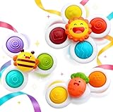 Suction Cup Spinner Toys for Baby (SUN),3 Pieces of Suction Cup Spinner Toys,Sucker Rotating Toys,Baby Bath Toys for Babies 12-18 Months, 1 2 3 Year Old Girl Boy，Ideal Toys for Bathing,Outings, Dining
