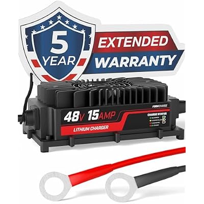 FORM 48 Volt Onboard Golf Cart Battery Charger - 48V 15AMP (Lithium Ring Terminals)