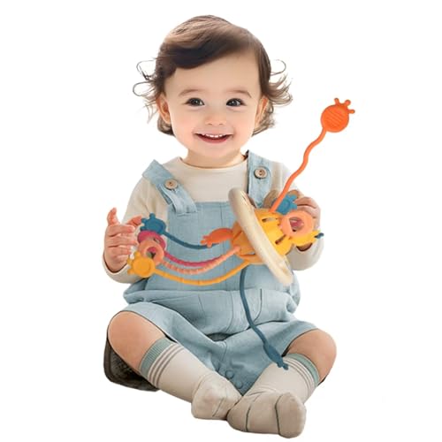 Image of Montessori Activity Toy - Sensory Activities for Toddlers and Kids, Silicone Pull String Toy，Baby Learning Games for Ages for 6-9-12-18Months