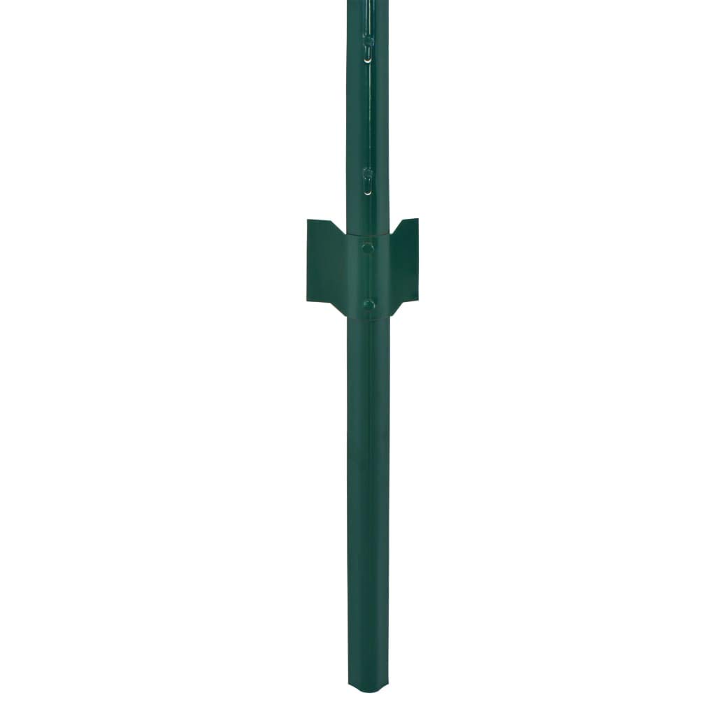 vidaXL Valla Jardín Malla Alambre Rollo + 11 Postes Acero Vallado Metálico Cercado Metal Protección Separador Corral Animales Gallinas Verde 25x1,5 m