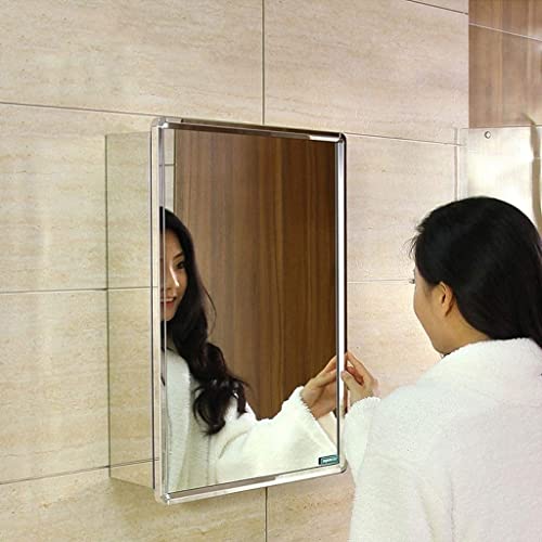 ROLTIN Bathroom Wall Mounted Cabinet, Storage Organizer Wall-Mounted Bathroom Mirror Cabinet Sliding Door Storage Mirror Stainless Steel Cosmetic Storage Cabinet - Afbeelding 3