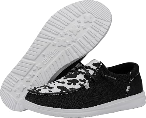 Image of HEYDUDE Wendy Boho Cow Wild Size 4 | Women's Shoes | Women's Slip-on Loafers | Comfortable & Light-Weight