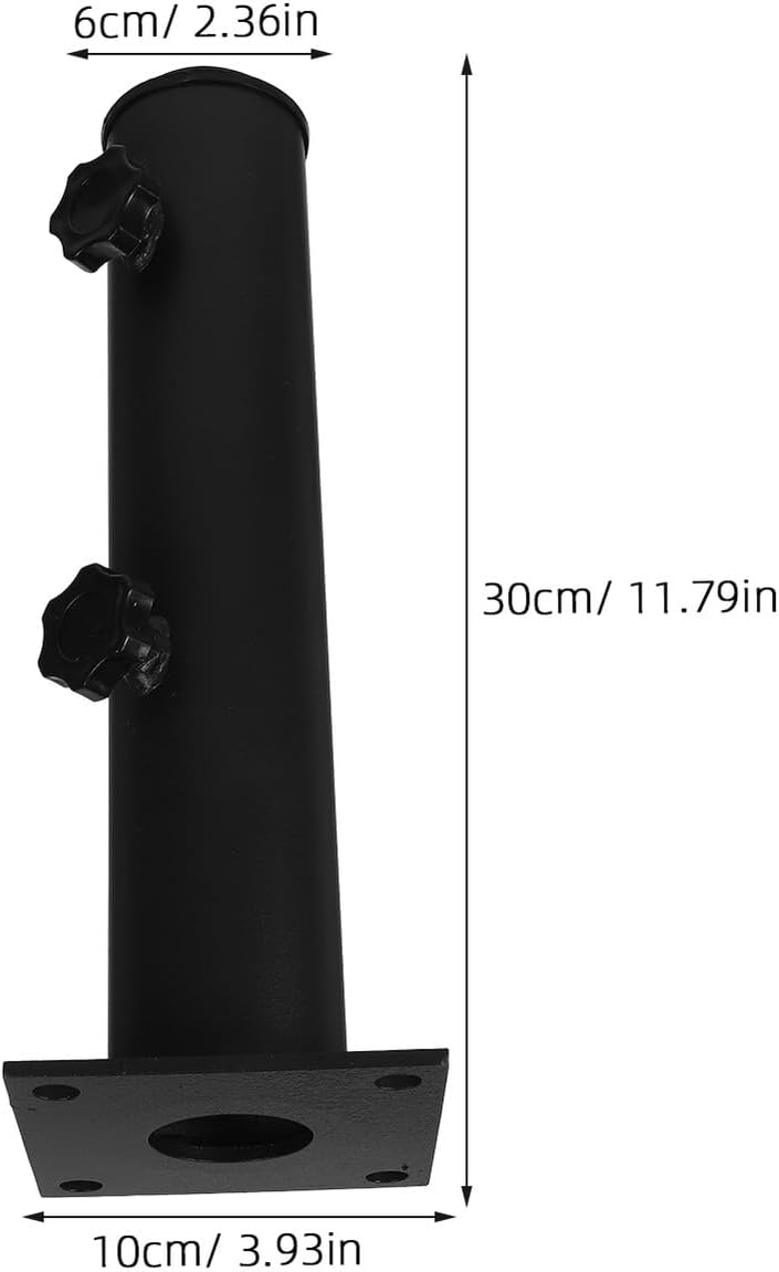 UPKOCH Heavy Duty Outdoor Umbrella Base Stand with Metal Pole and Iron Plate 10x10x30cm Patio Umbrella Mount Stabilizer for Deck, Poolside, and Garden Use