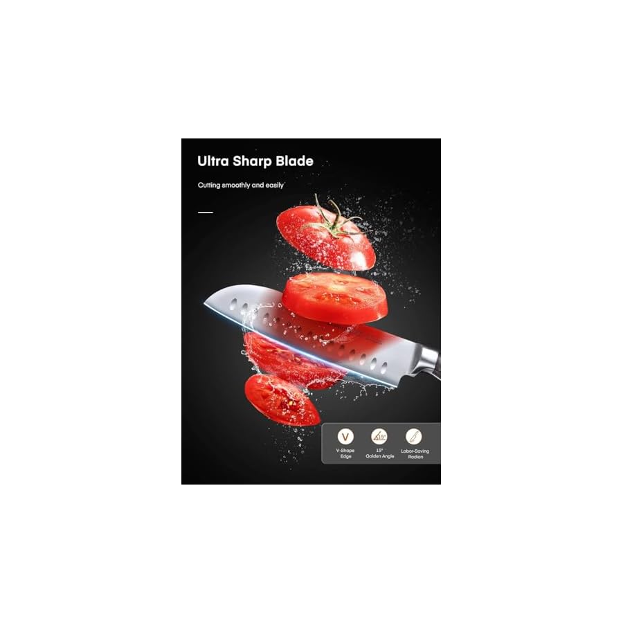 Knife-Set-with-Block-16-Pcs-Stainless-Steel-Kitchen-Knife-Set-with-Sharpener-Wooden-Block-Knife-Block-Set-with-Wood-Handle-Chef-Santoku-Bread-Utility-Paring-Carving-Fork-Knife-Black Knife Set with Block, 16 Pcs Stainless Steel Kitchen Knife Set with Sharpener & Wooden Block, Knife Block Set with Wood Handle, Chef, Santoku, Bread, Utility, Paring & Carving Fork Knife (Black)