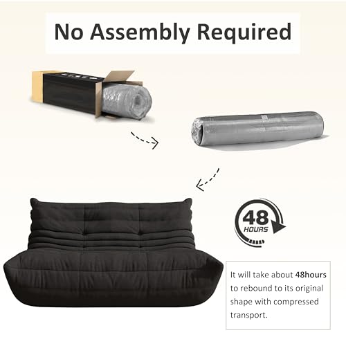 Image of Giant Bean Bag Chair for Adults - Cozy Loveseat Fireside Accent Chair with Memory Foam,Comfy Lazy Oversized Floor Sofa Couch Boneless Chaise Lounge for Living Room Bedroom Gaming Room (2 Seater)