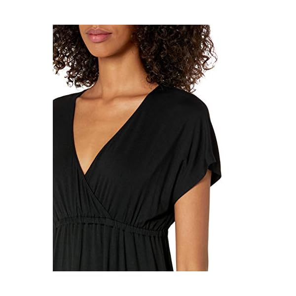 Amazon Essentials Women's Solid Surplice Dress, Black, XL - Image 4