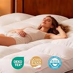 3 Inch White Goose Feather Mattress Topper,King Feather Bed Topper,Mattress Cover with Straps,Ultra Soft Pillowtop,100% Organic Cotton Fabric(78”x80”)