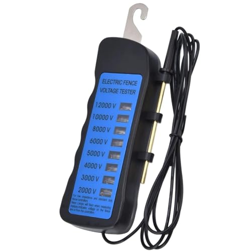 Electric Fence Tester 12KV Max Fault Finder & Voltage Meter with 8 Neon Lights Non-Contact Voltage Detector for Agricultural Electric Fences Battery-Free Portable Tool for Livestock Farm Garden Use