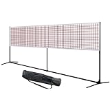 LANGWEI Tragbares Badmintonnetz Mit Ständer, Zusammenklappbares Volleyball-Tennis-Badminton-Sportnetz Mit Tragetasche Für Strand/Halle, Hinterhof, Outdoor,6m