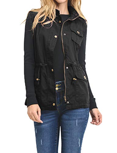 J. LOVNY Womens Utility Military Sleeveless Vest Anorak Lightweight (S-3XL)