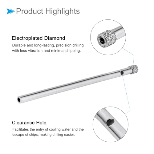 CoCud Diamond Drill Bits, 3mm Cutting Diameter, Nickel-plated Coating Diamond Core Drill Hole Saws - (Applications: for Glass Precision Drilling Bits Tools), 10-Pieces 5 CoCud Diamond Drill Bits, 3mm Cutting Diameter, Nickel-plated Coating Diamond Core Drill Hole Saws - (Applications: for Glass Precision Drilling Bits Tools), 10-Pieces - Image 5