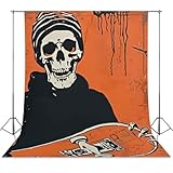 Skeleton Skateboarding Photo Banner Backdrop Backdrop Party Photography Background Banner Props Studio Photo Shoot Fabric Cloth Birthday Party Favors Supplies Decorations