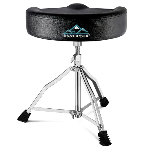 EASTROCK Drum Throne Adjustable Height, Drum Stools Rotatable Padded Motorcycle Style Drum Seat Drum...