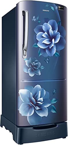 Image of Samsung 183 L, 3 Star, Digital Inverter, Direct-Cool Single Door Refrigerator (RR20C2823CU /NL, Camellia Blue, Base Stand Drawer)