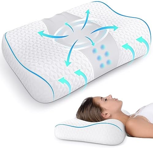 Bed Pillow, Cervical Neck Pillow for Pain Relief, Contour Memory ...