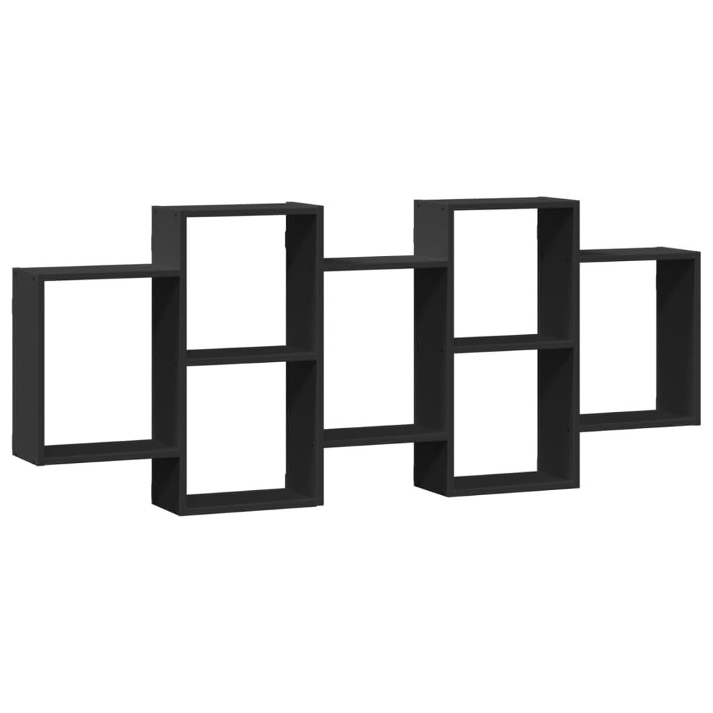 vidaXL Black Engineered Wood Wall Shelf 159 x 18 x 65 cm Engineered Wood Floating Wall Shelf