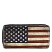 Double Zip Around Vintage American Flag Print Wallet