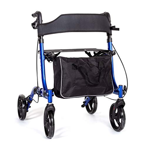 Preisvergleich Produktbild EC X FOLD Leichte Falten rollator Laufhilfe ist mit Sitz und Beutel - Wahl der Farben (Blue)