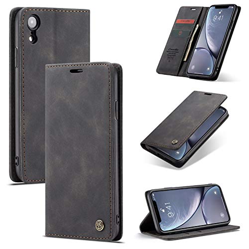 Iphone Xr Wallet Case Iphone 10R Leather Case, Sinianl Folio Case With Kickstand Credit Card Holder Magnetic Closure Folding Flip Book Cover Case For Apple Iphone Xr Iphone 10R - Black #TOP3