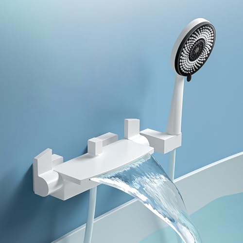 Mitigeur mural cascade en laiton blanc pour une salle de bain chic