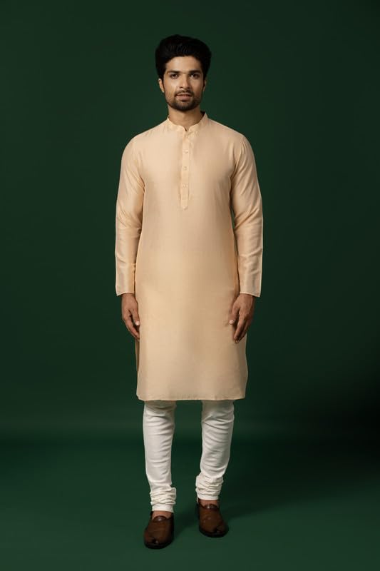 Image of KISAH Men Printed Kurta Jacket Set, Full Sleaves, Knee Length, Straight, Regular Fit, Mandarin Collar Ethnic Wear