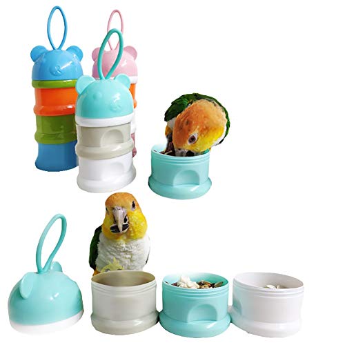 QBLEEV Portable Bird Feeder Cups, Parrot Water Food Treat Box, Bird Food...