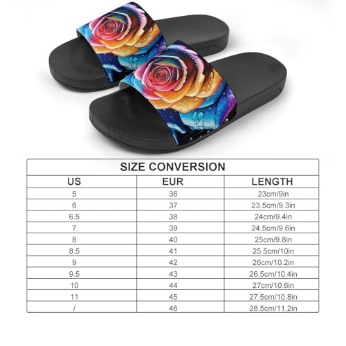 Rainbow Rose Funny House Sandals Non Slip Shower Slippers Quick Drying Bathroom Shoes for Women Men2