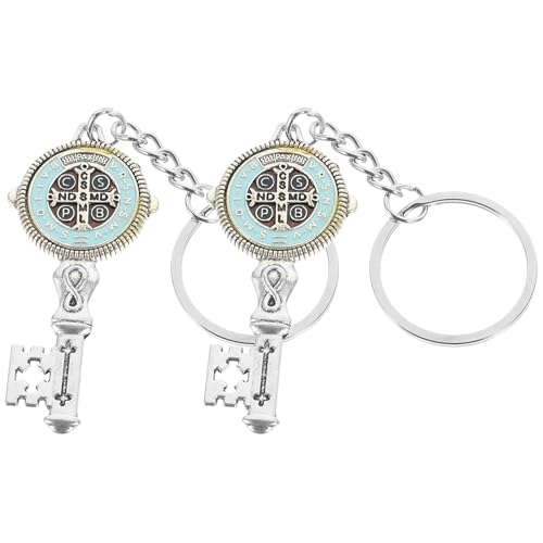 KOMBIUDA Llaveros Decorativos de Metal Forma de Llave para Invitados a Bautizos Color Multicolor Tamaño Pequeño Pack de 2 Unidades Colgantes para Bolsos y Mochilas