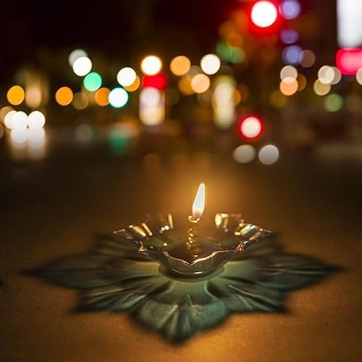 Image of 3D Reflection Diya Set Festival Diwali Decor Diya Lights for Decoration Multi Flower Shape Shadow Reflective Diyas for Diwali Decoration Beautifull Look for Transparent Diya's Pack of 12