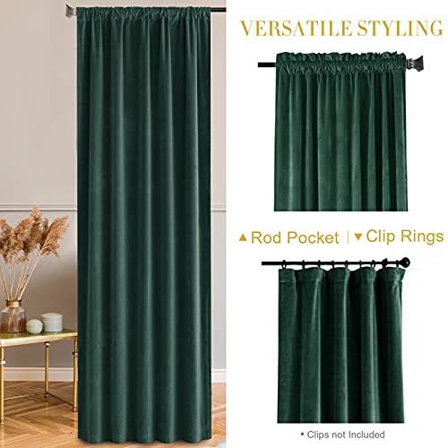 Jinchan Green Velvet Curtains Drapes Bedroom Window Curtains 108 Inch Long Living Room Rod Pocket Window Treatment Set 2 Panels #TOP5