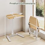 Tangkula Mobile Overbed Bedside Table with Wheels, Foldable Height Adjustable Standing Desk with Tilting Tabletop, Portable Pneumatic Sit-Stand Desk, Computer Laptop Podium Cart for Home, Office