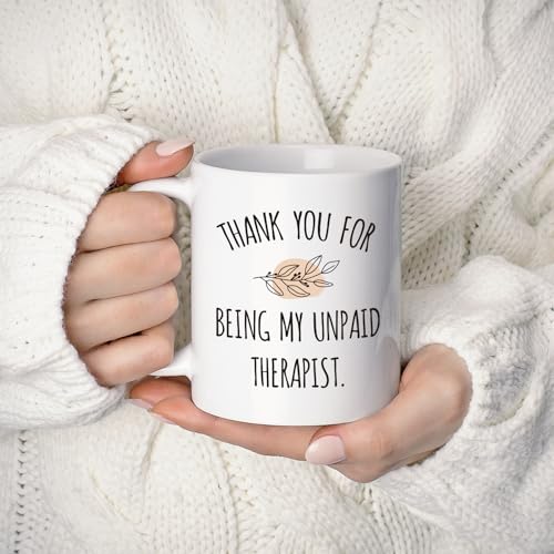 Taza de agradecimiento para terapeuta, diseño redondo, color blanco miniatura 3